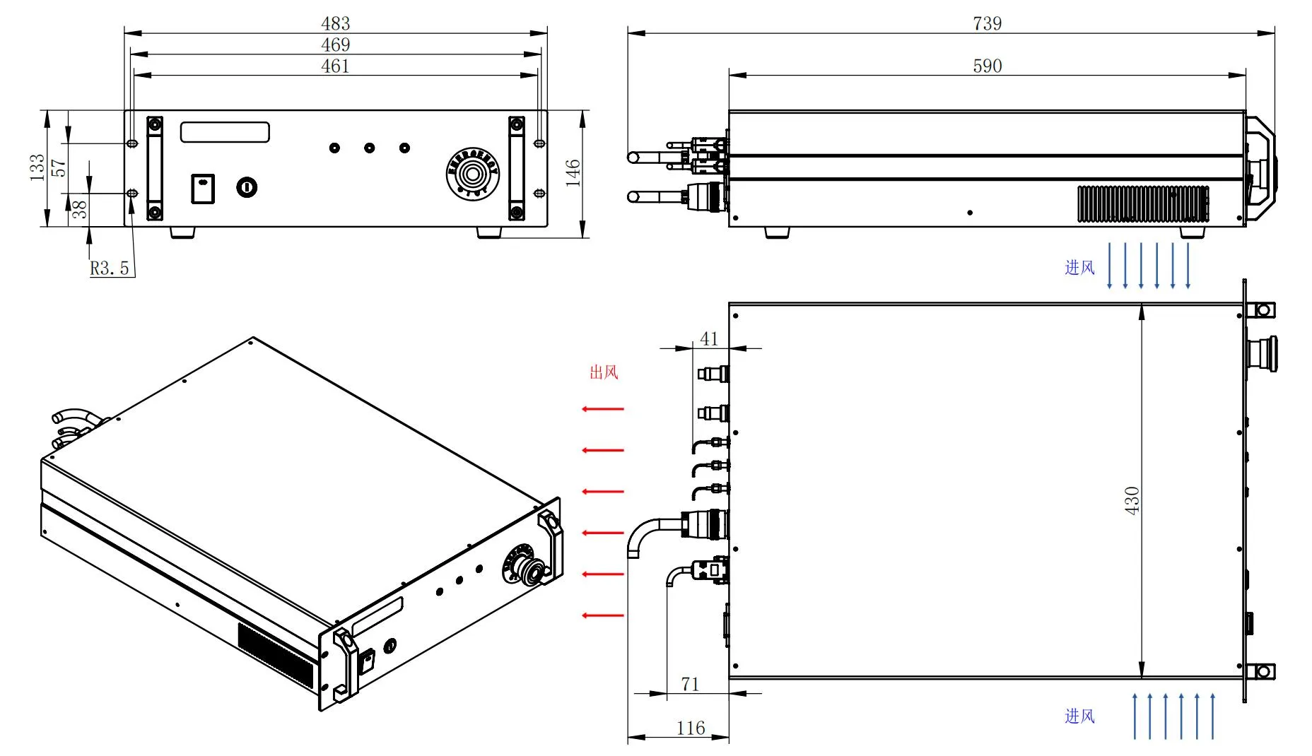SHSL Series High-Energy, High-Repetition-Rate All-Solid-State Lasers - Structural Diagram 3